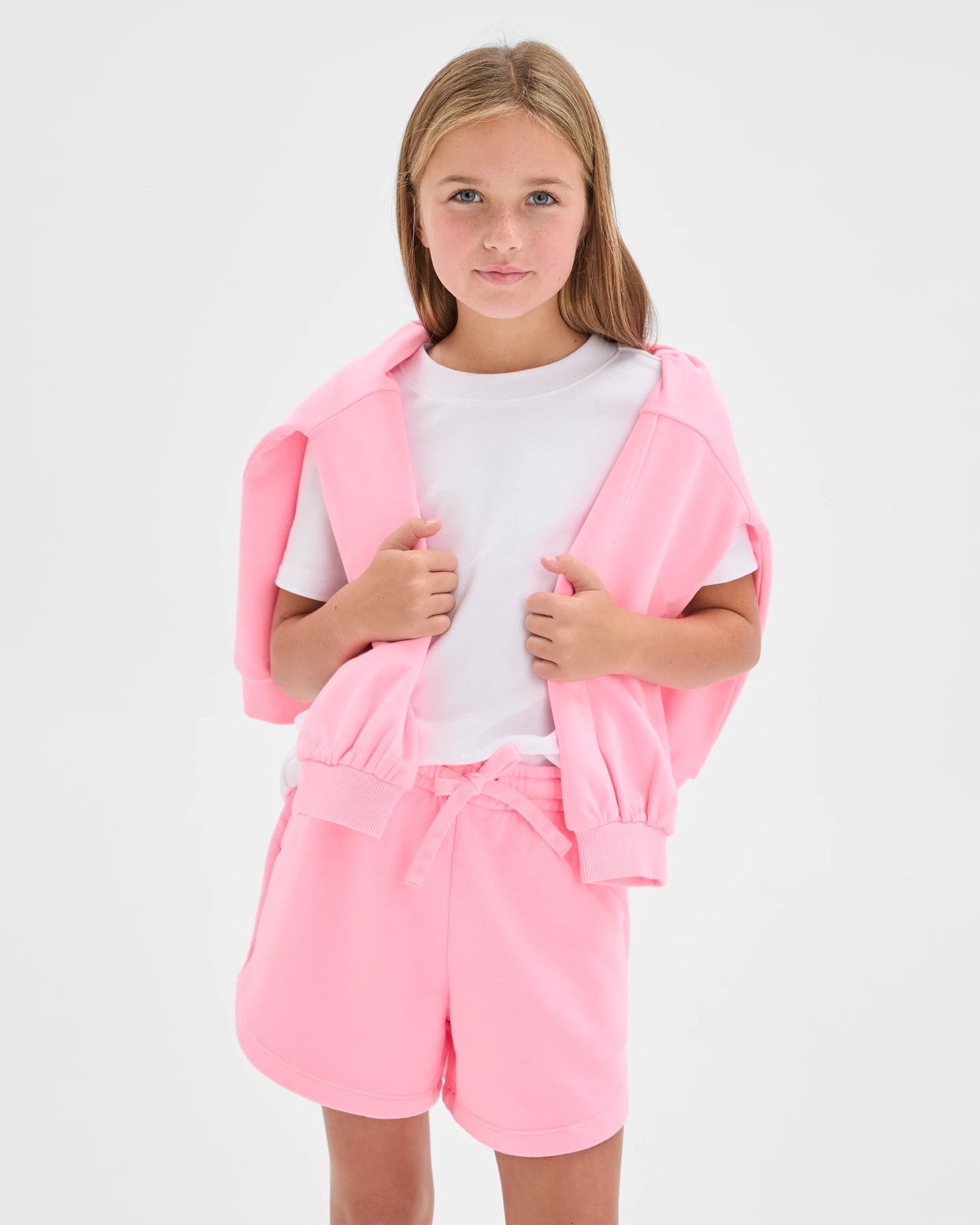Australian Cotton Blend Curved Hem Fleece Shorts - Neon Pink 2 of 6
