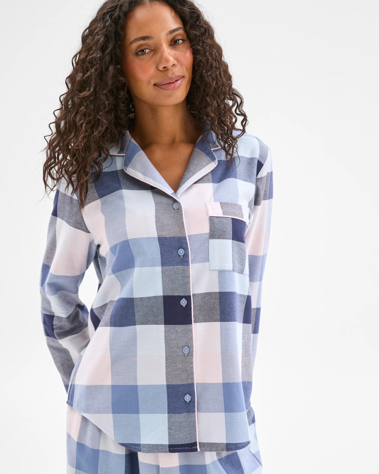 Australian Cotton Flannelette Pyjama Set - Buffalo Check Blue 2 of 6