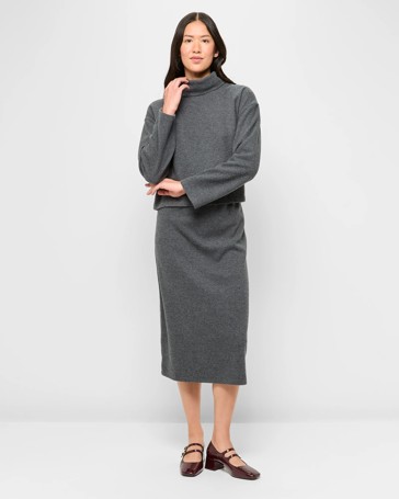 Brushed Rib Pencil Skirt