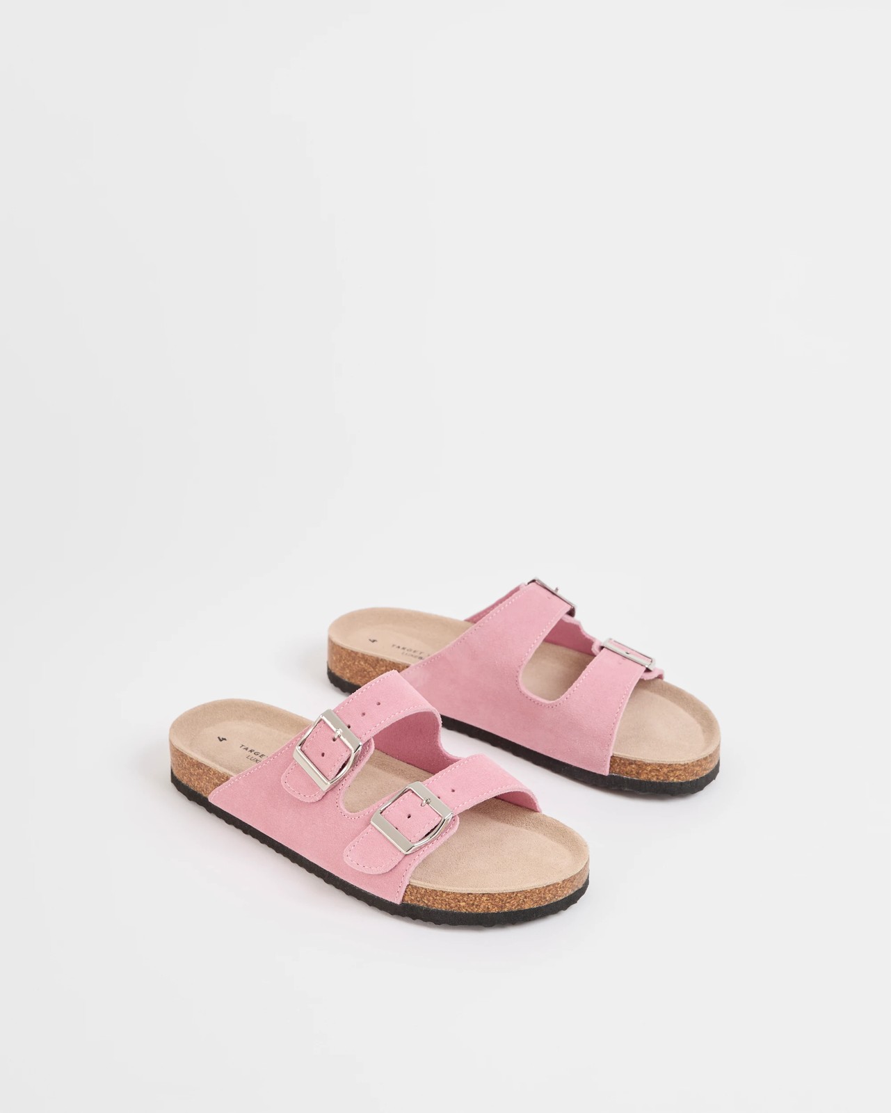 Suede Leather Buckle Moulded Cork Sandals 2 of 3