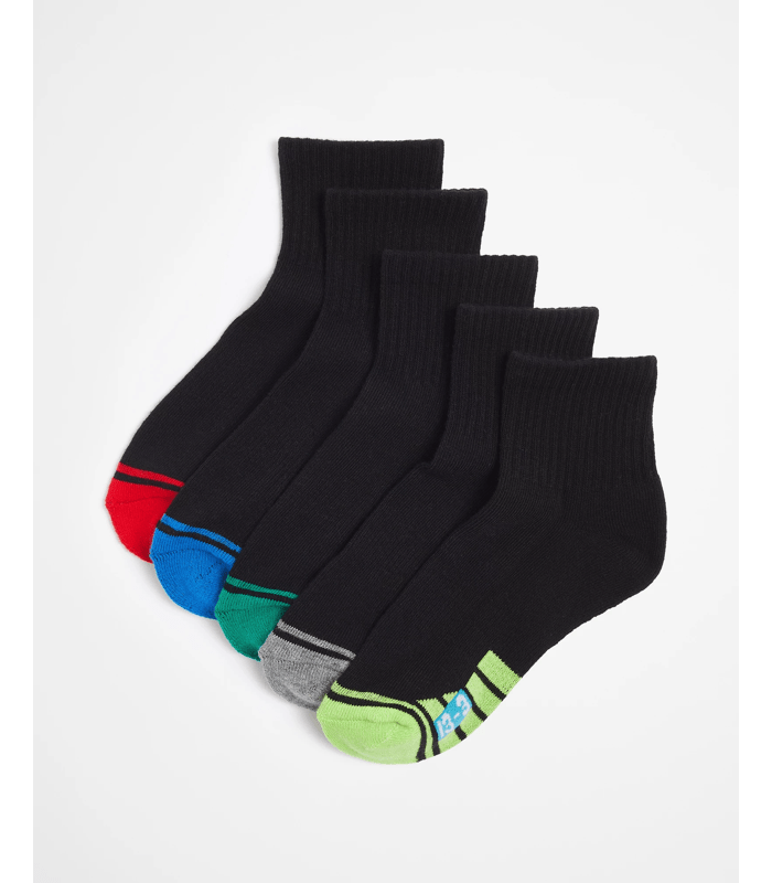 Underworks Boys Sport Quarter Crew 5 Pack Socks