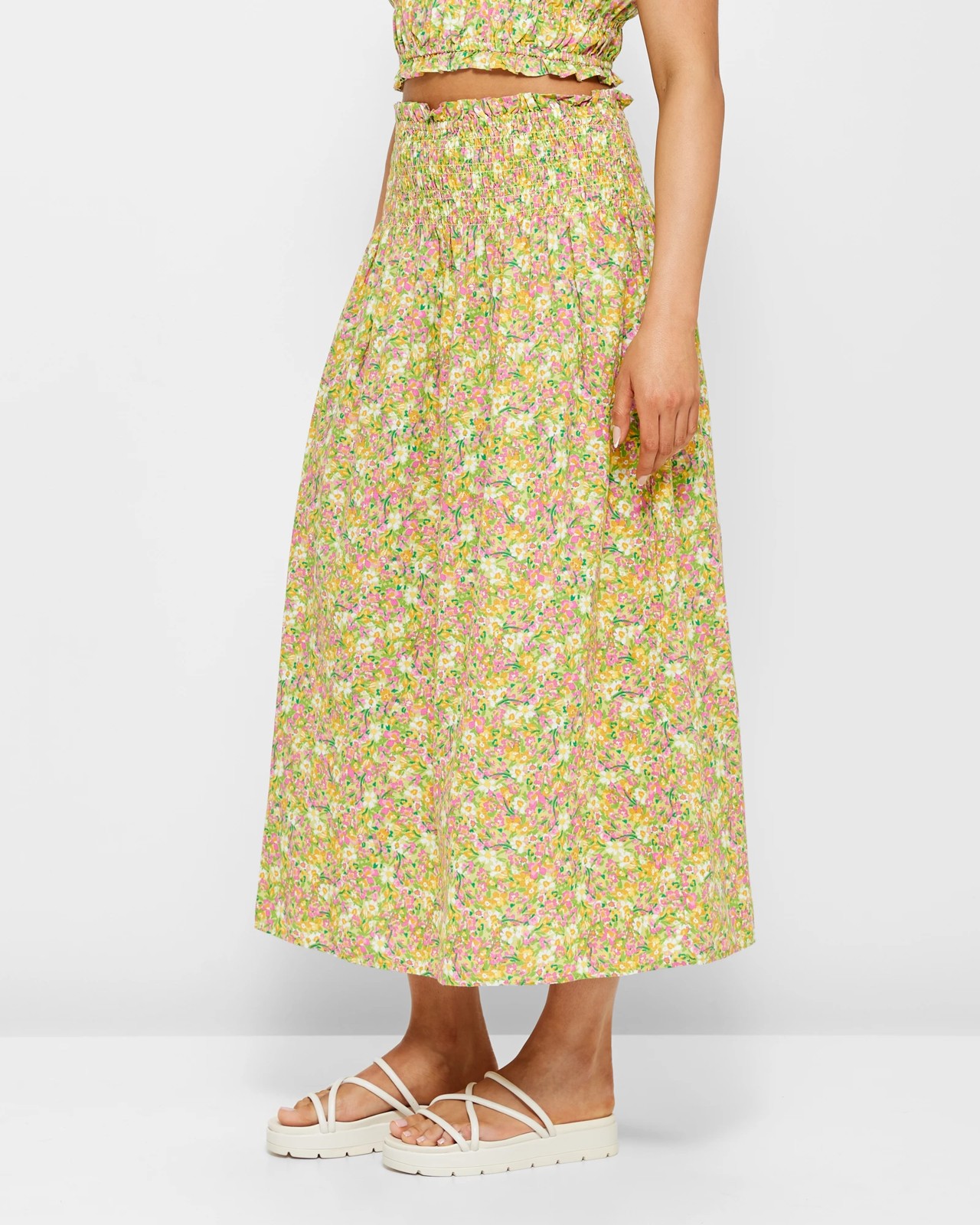 Shirred Waist Midi Skirt - Lily Loves 3 of 5