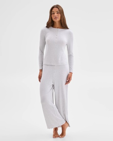 Lily Loves Long Sleeve Henley Rib Top