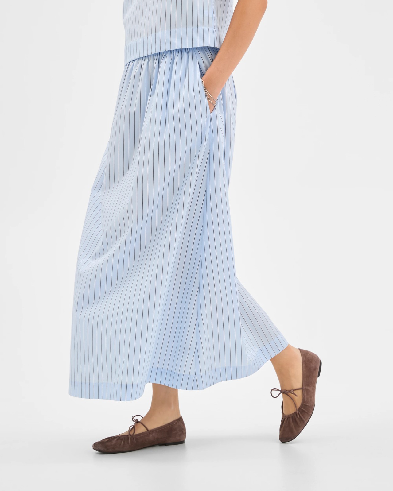 Preview Australian Cotton Elasticated Waist Skirt - Blue / Stripe 4 of 6