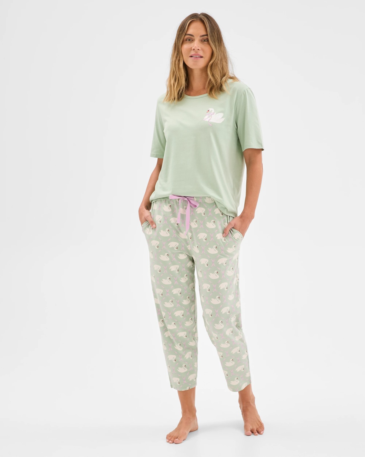 Australian Cotton 7/8 Length Jersey Sleep Pants 2 of 6