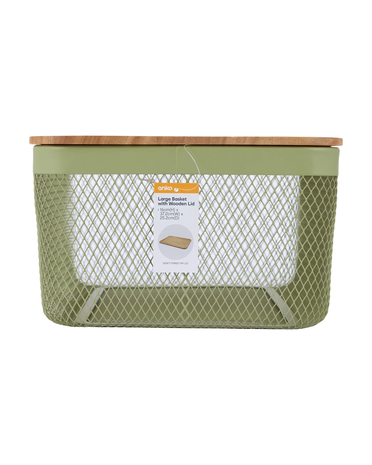 Anko Large Basket with Wooden Lid - Green 6 of 6