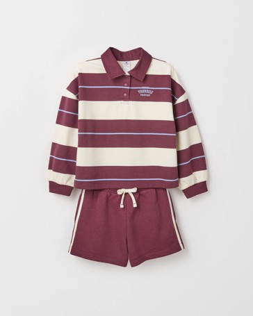 Australian Cotton Blend Striped Rugby Top and Short Set