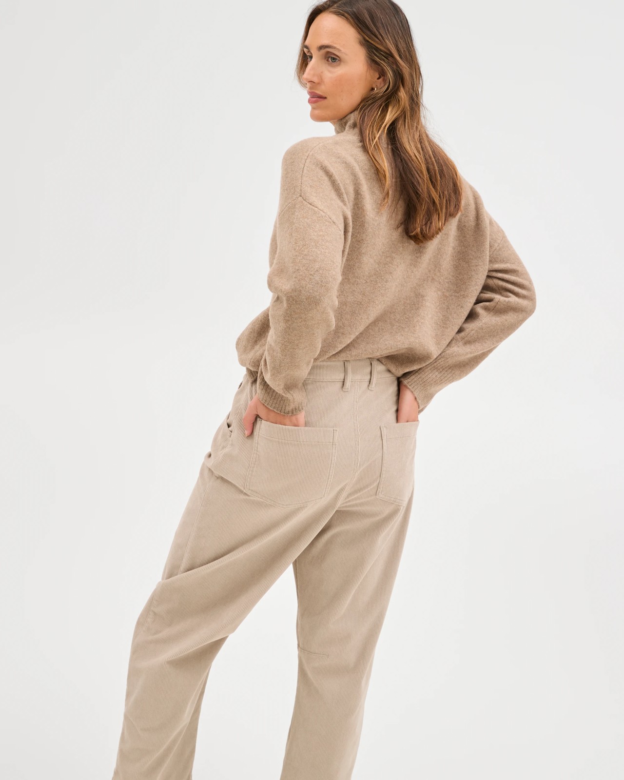 Crop Length Wide Leg Corduroy Pants - Birch 4 of 5