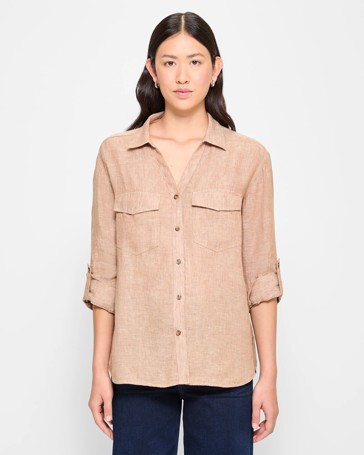 European Linen Roll Cuff Shirt