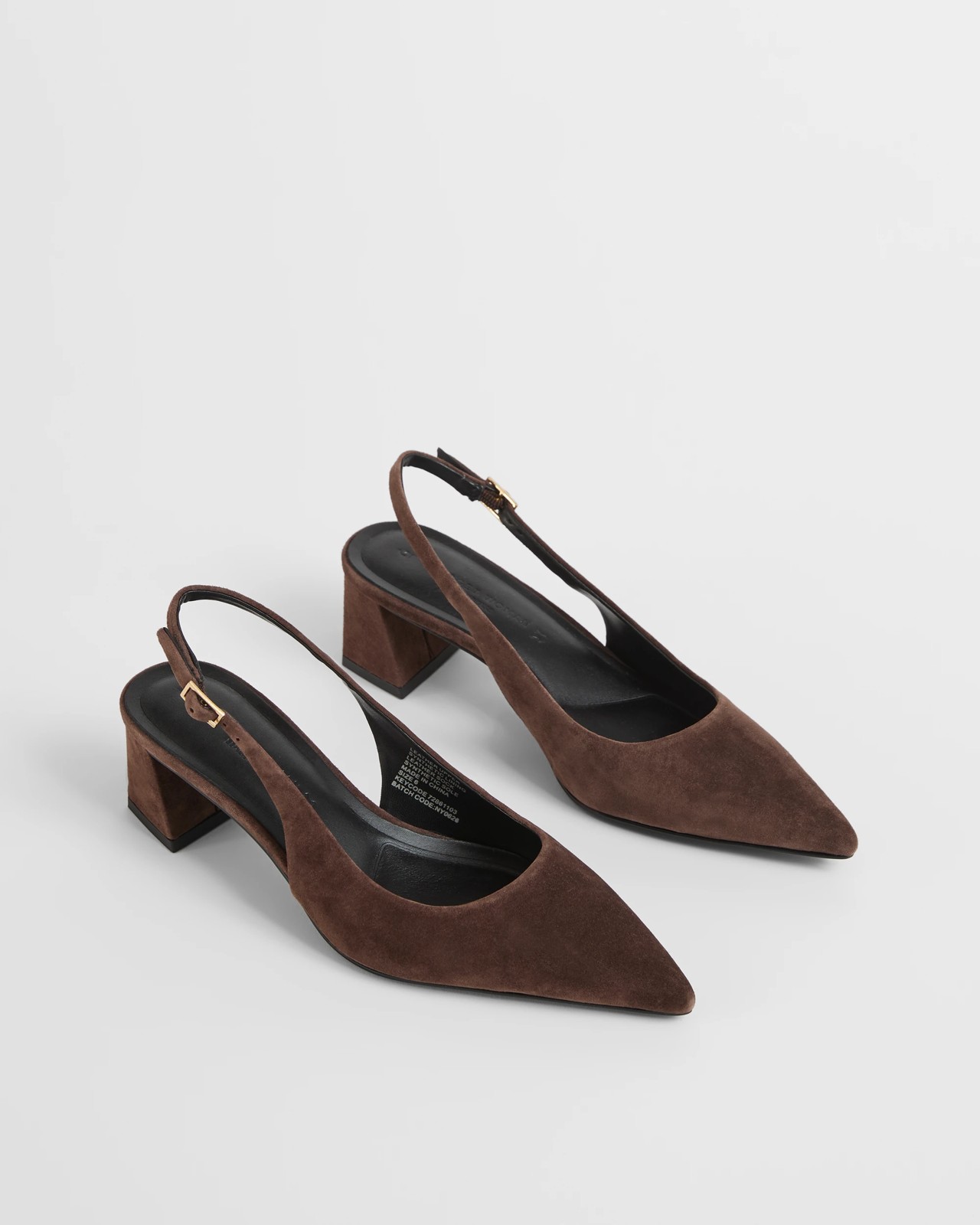 Genuine Suede Leather Point Block Heels - Daria - Chocolate 2 of 3