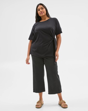 Plus Size Australian Cotton Tie Front T-Shirt