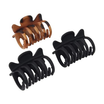 3 Piece Black and Tort Claw Hair Clips - OXX Haircare