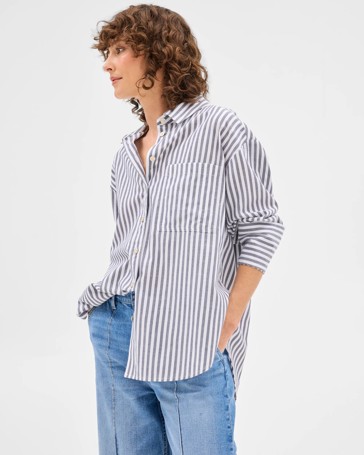 Long Sleeve Oversized Stripe Shirt