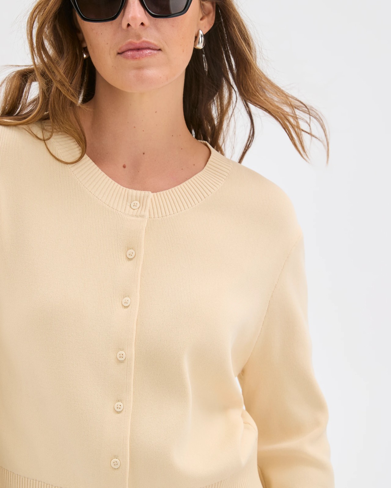 Preview Crepe Knit Core Cardigan - Parchment 5 of 6