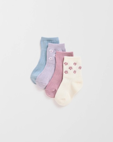 Baby Australian Cotton Blend 4 Pack Rib Crew Socks