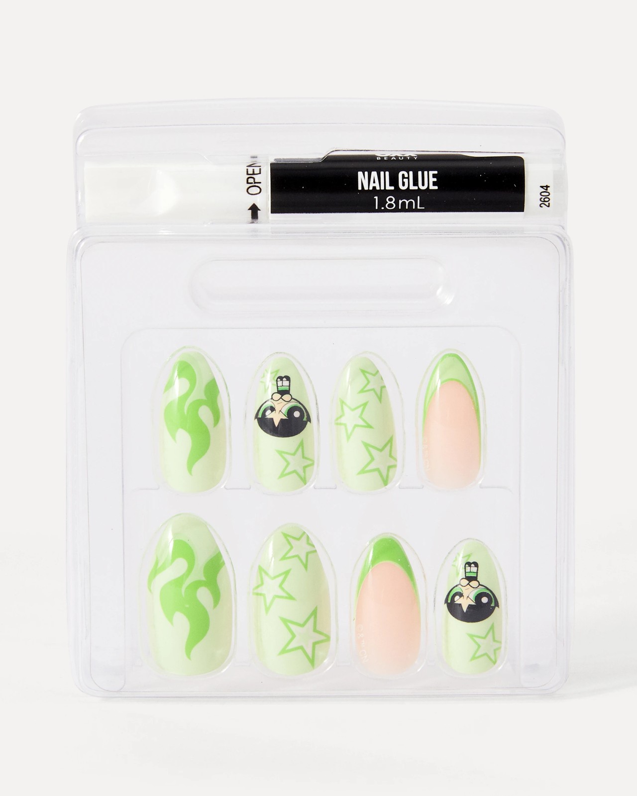 The Powerpuff Girls 24 Pack Artificial Nails with Adhesive - Stiletto Shape, Buttercup 3 of 4