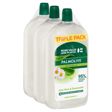 Palmolive Naturals 3 Pack Liquid Hand Wash 1L - Aloe Vera & Chamomile