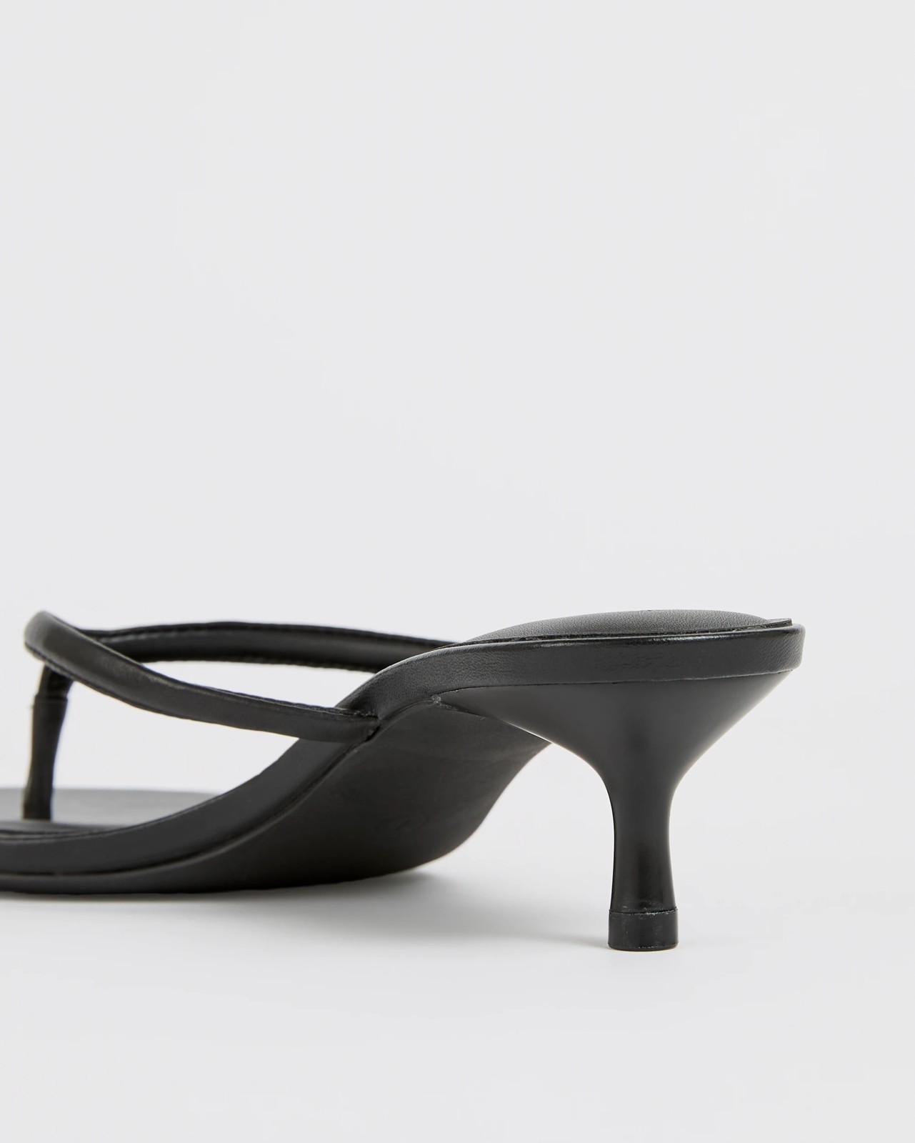 Genuine Suede Leather Thong Heels - Black Leather 3 of 3
