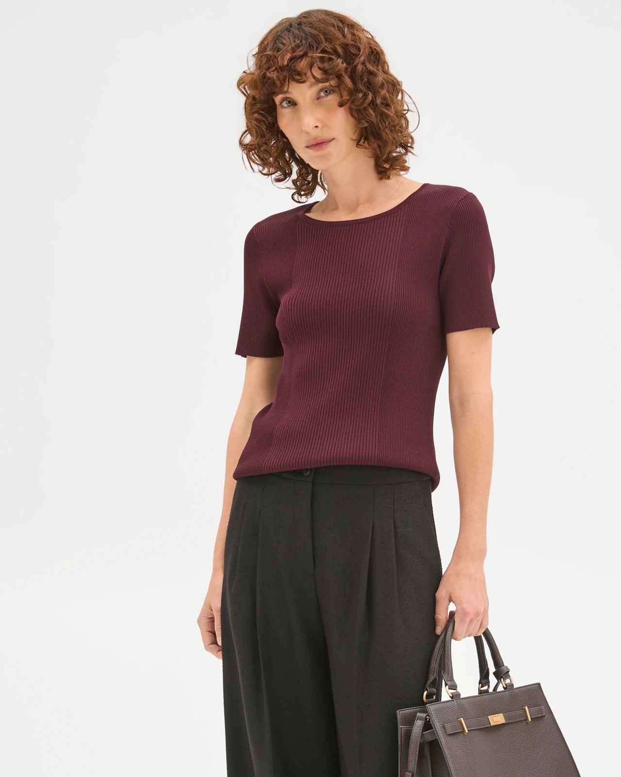 Preview Ultimate Rib Knit T-Shirt - Pinot 4 of 6