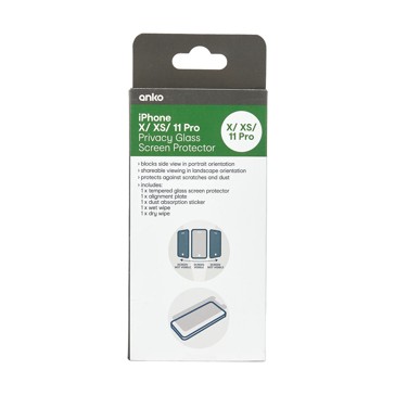 iPhone X/ XS Privacy Hardened Glass Screen Protector - Anko
