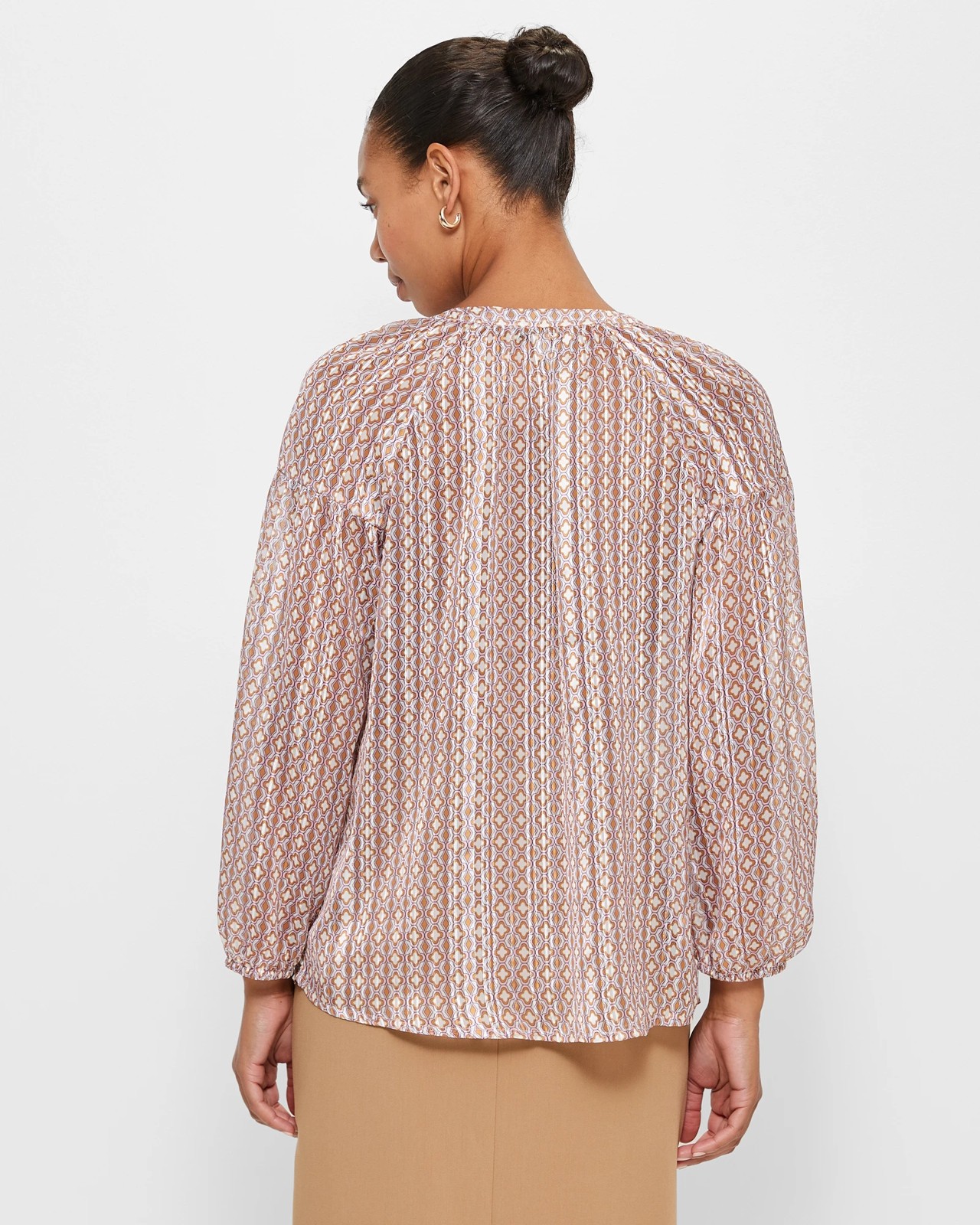 Long Sleeve Gathered Blouse - Preview 4 of 5