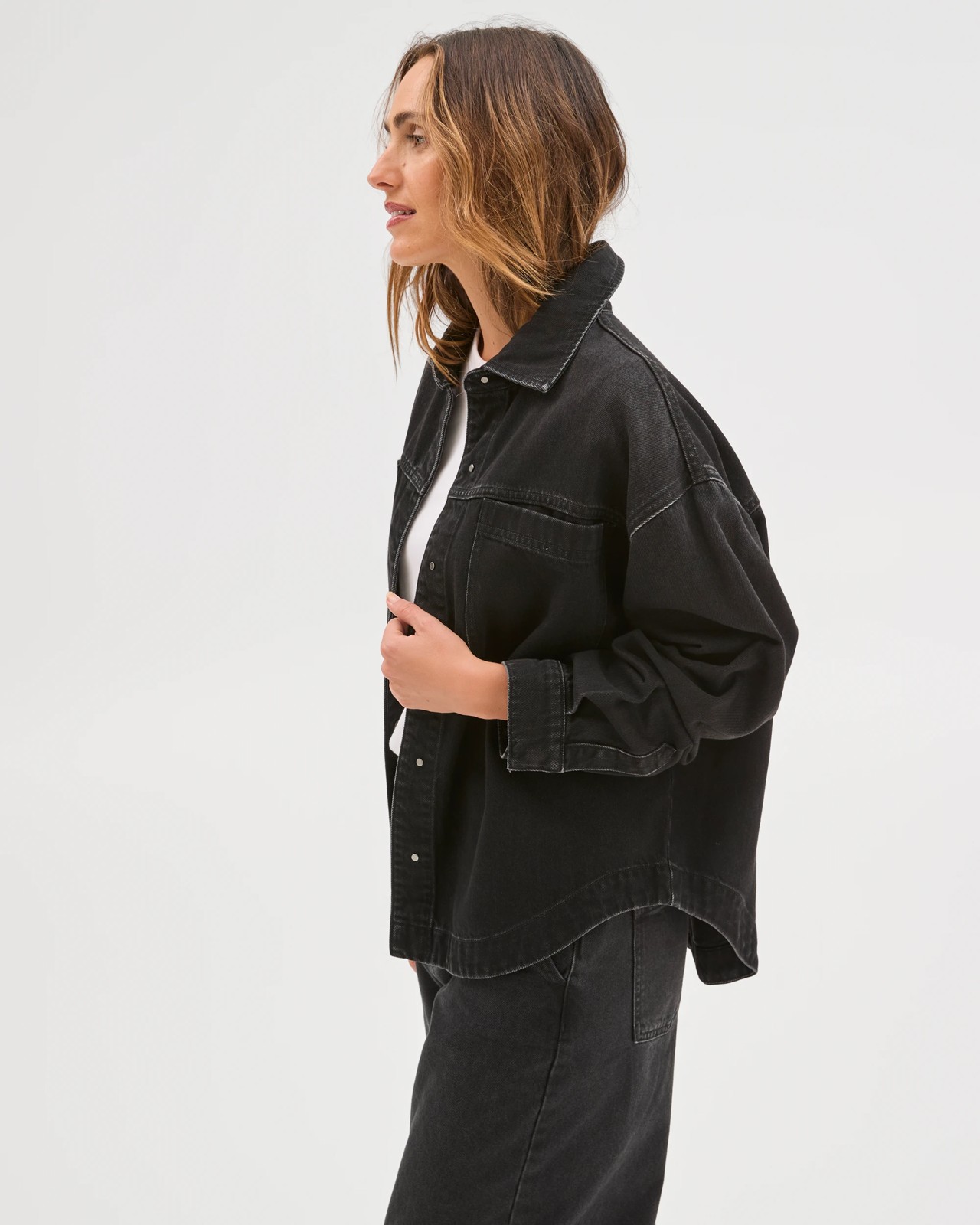 Long Sleeve Denim Shacket 3 of 5