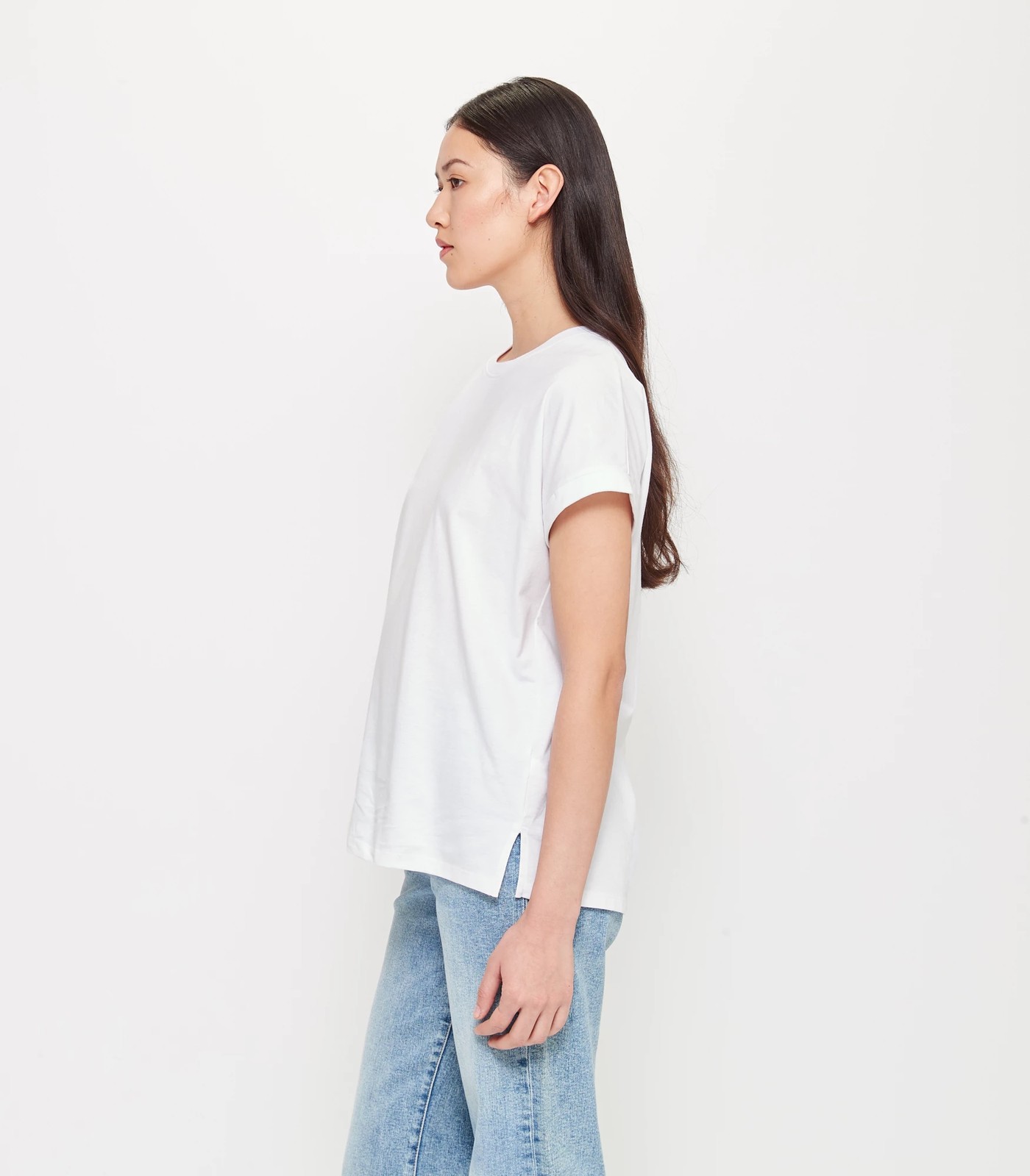 Australian Cotton Roll Cuff Slouchy T-Shirt - Brilliant White | Target ...
