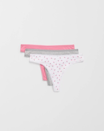 Lily Loves Australian Cotton Blend 3 Pack Pointelle G-String Briefs
