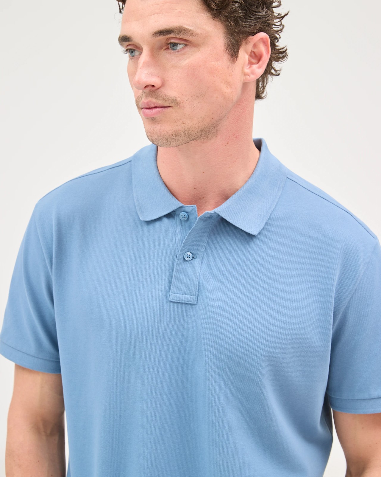 Australian Cotton Short Sleeve Polo Top - Denim Blue 5 of 6