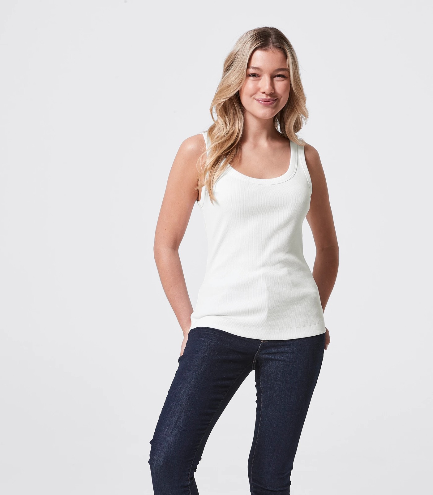 Organic Cotton Ribbed Tank Top - True White | Target Australia