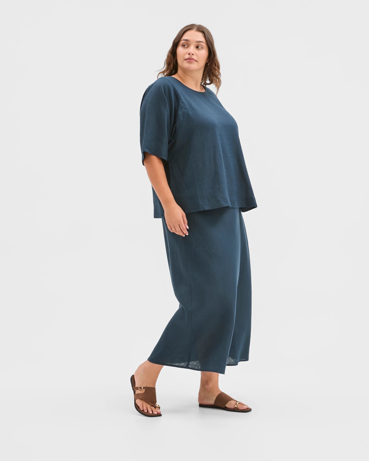 Plus Size European Linen Seam Detail Skirt 2 of 6