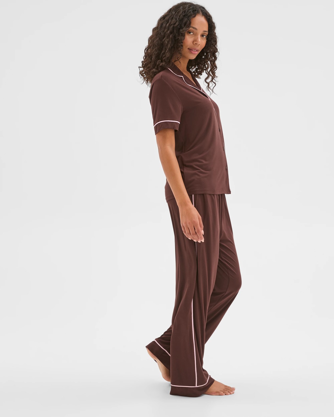 Soft Comfort Bamboo Top and Pants Pyjama Set - Chocolate 4 of 5