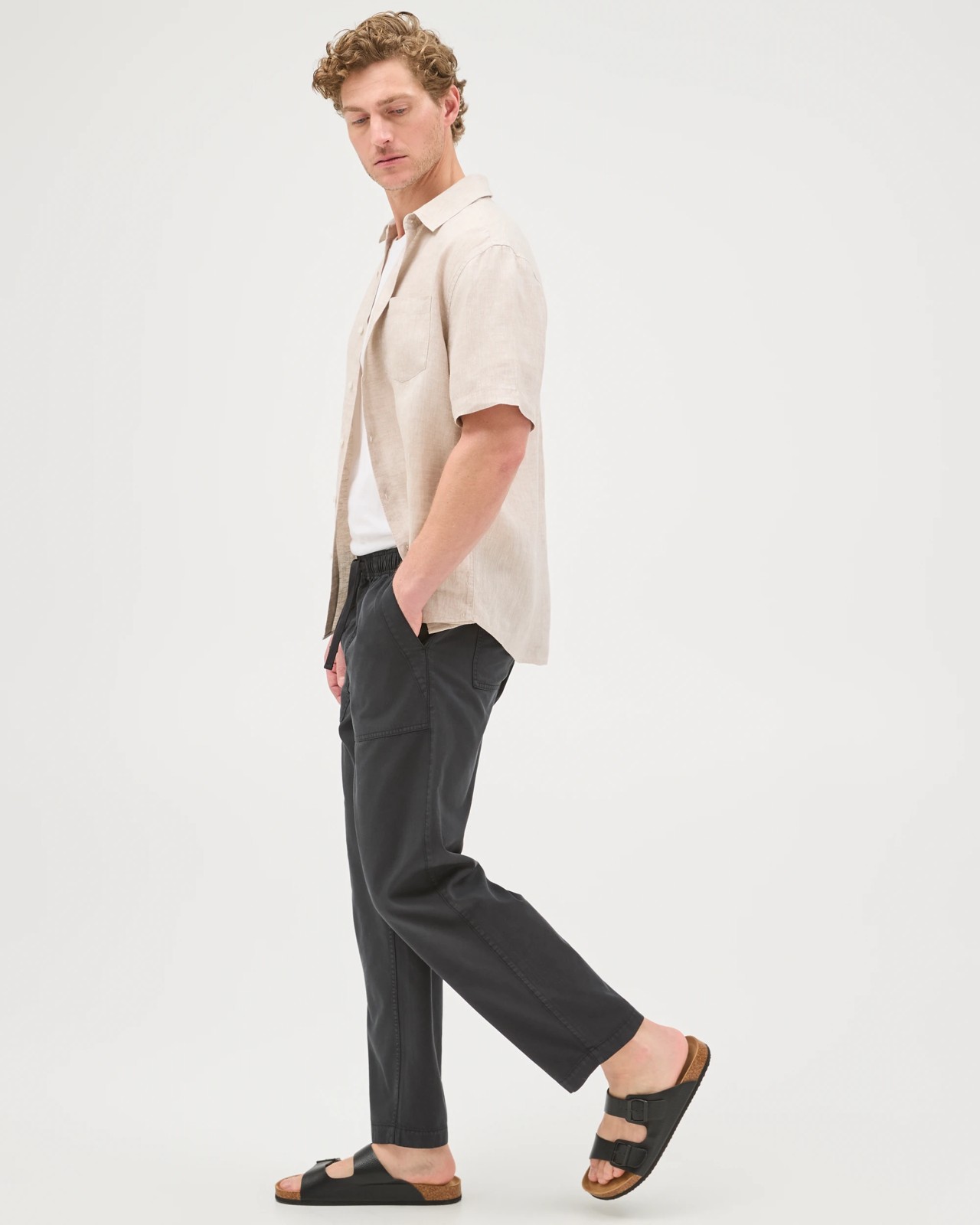 Elastic Waist Beach Pants - Washed Black 2 of 5