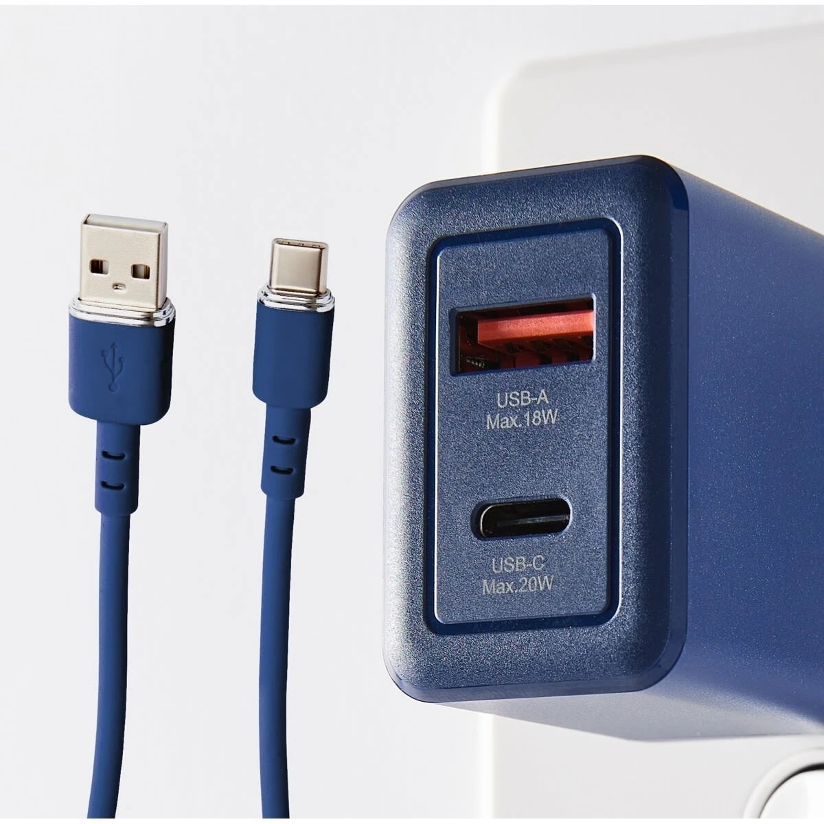Wall USB Charger with USB-A to USB-C Cable, Blue - Anko 5 of 5