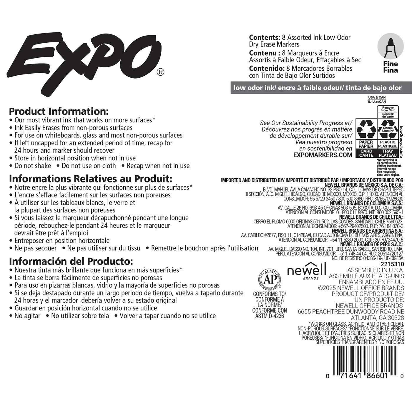 8 Pack Expo Dry Erase Fine Tip Marker 2 of 6