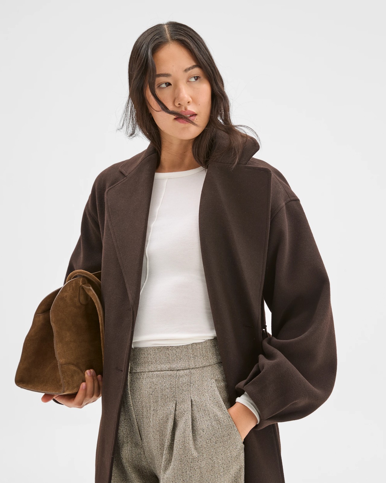 Preview Wrap Belted Coat - Truffle 5 of 6