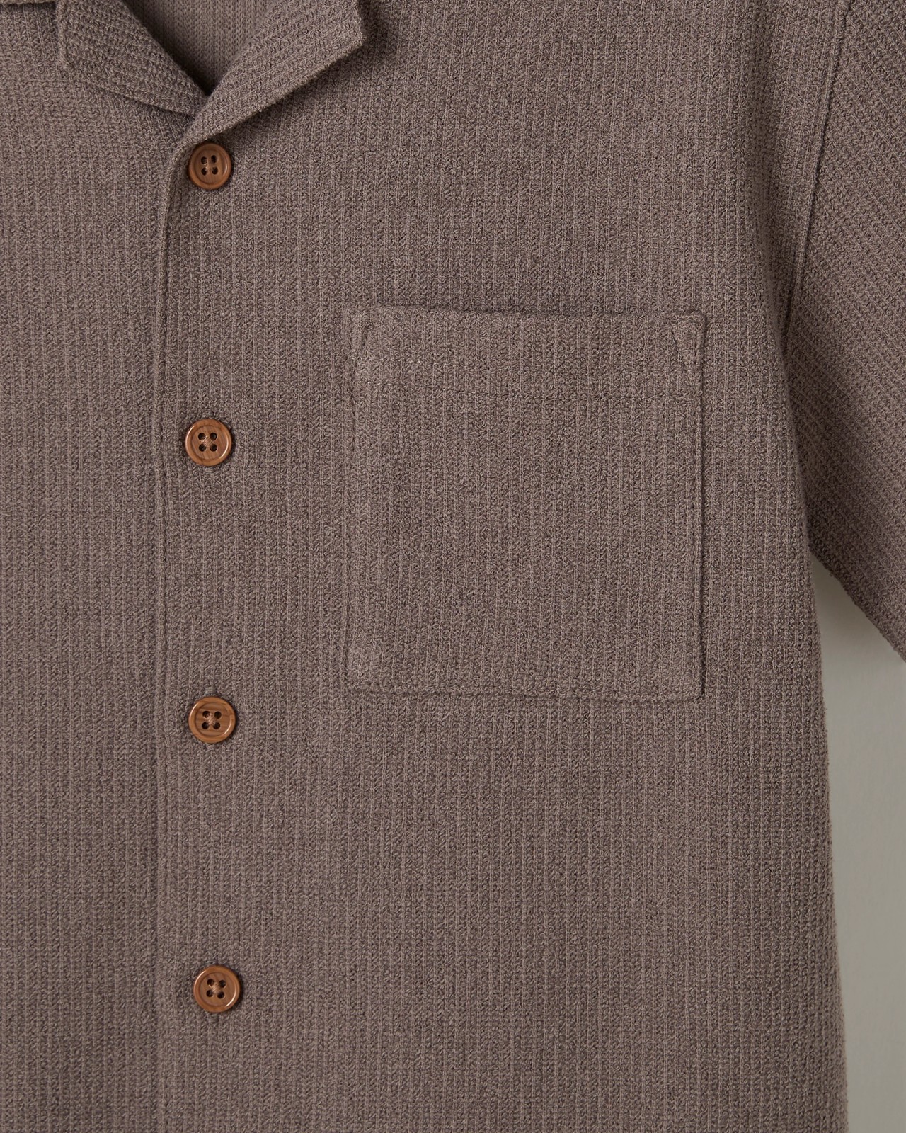 Short Sleeve Textured Shirt - Taupe 2 of 2