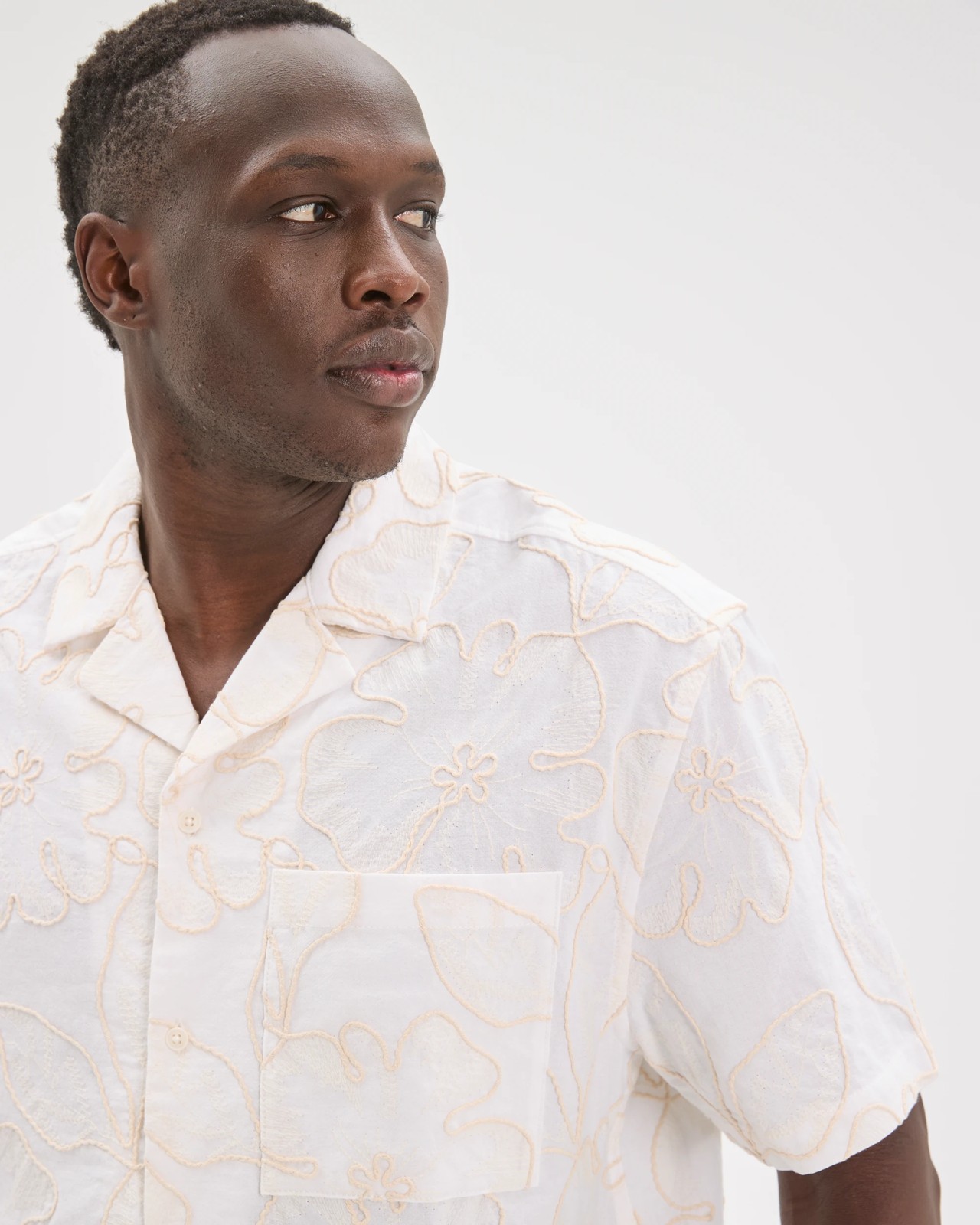 Commons Australian Cotton Boxy Fit Embroidered Shirt - White Cloud 4 of 6