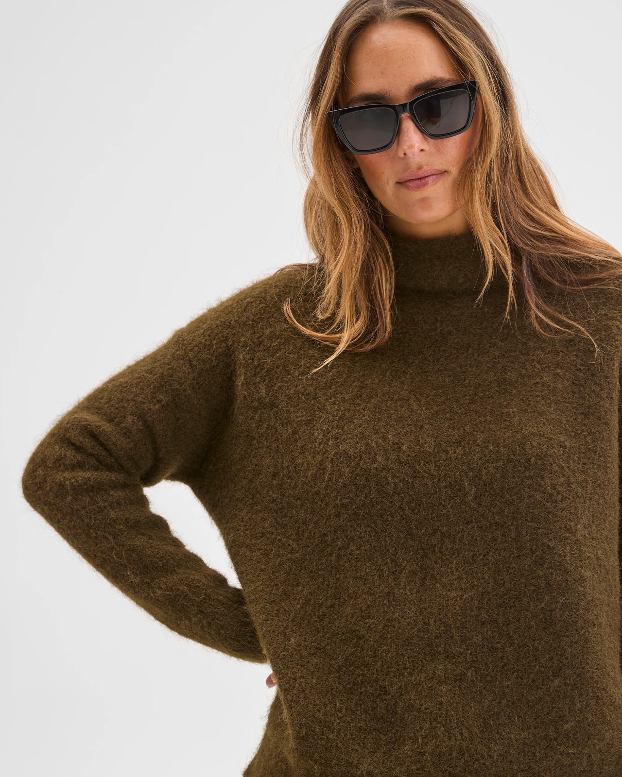 Preview Plush Mock Neck Jumper - Olive 3 of 6