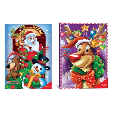 Santa or Reindeer Chocolate Advent Calendar 75g - Assorted