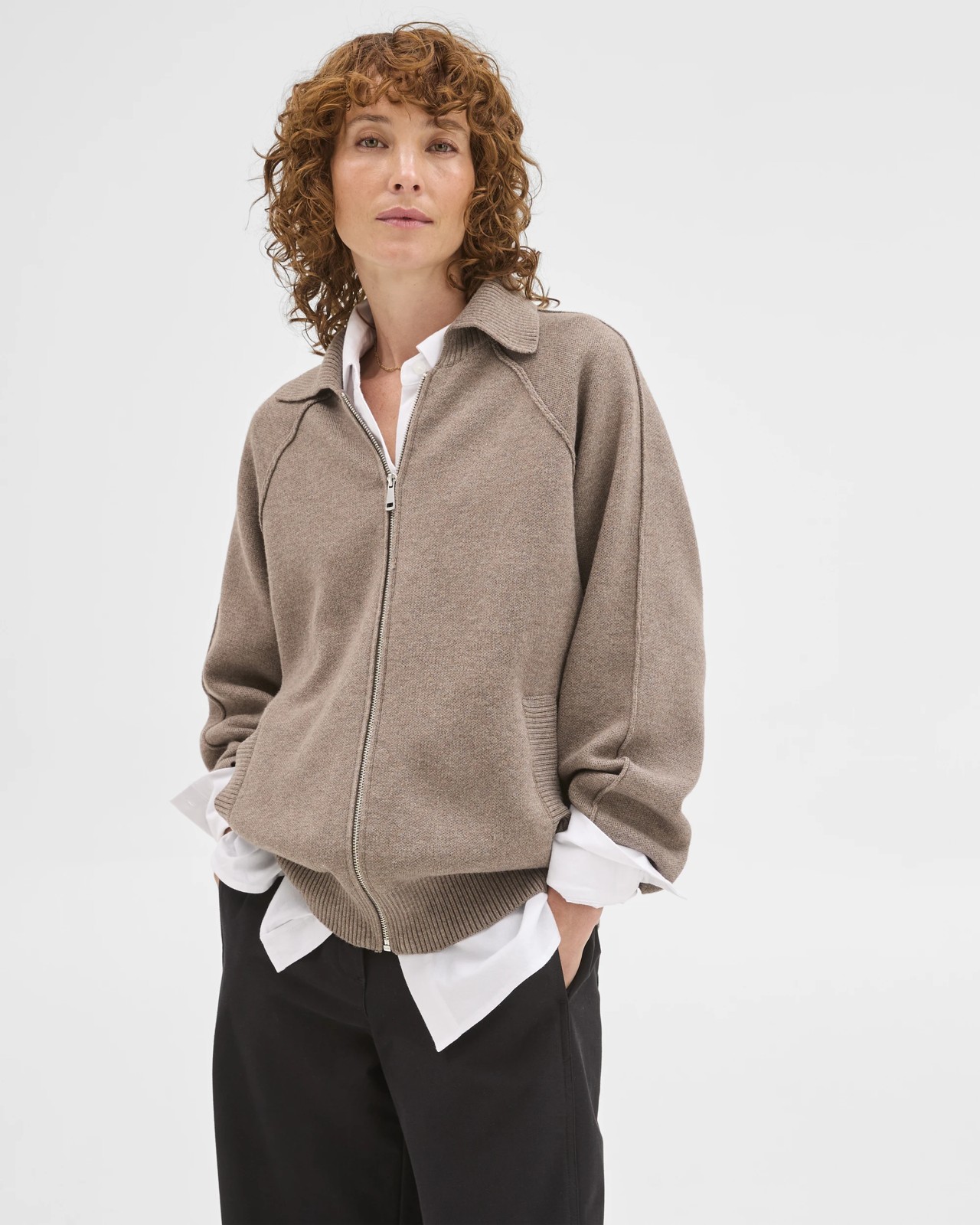 Zip Through Knit Bomber Cardigan 4 of 5