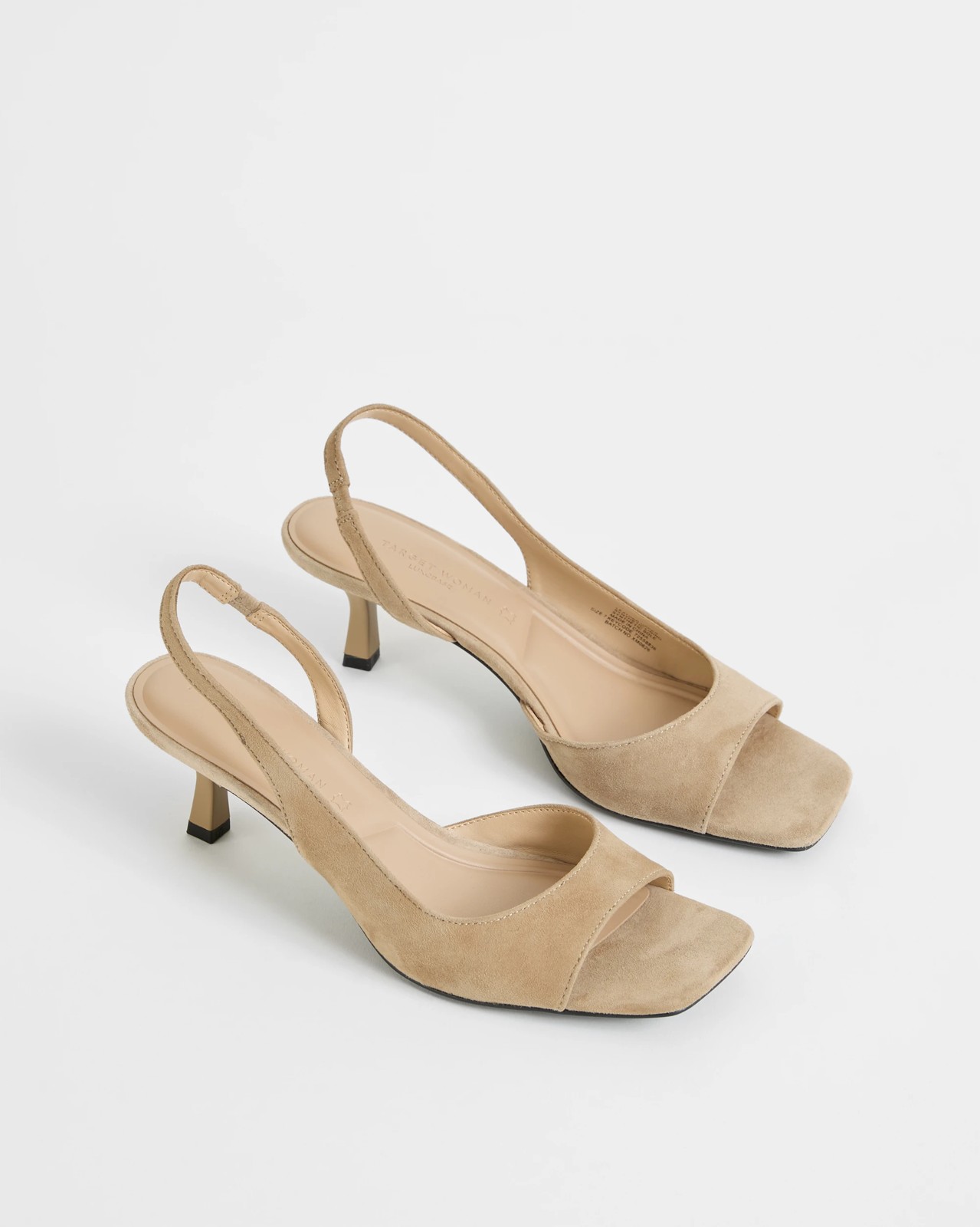 Genuine Suede Leather Open Toe Kitten Heels - Light Taupe Suede 2 of 3