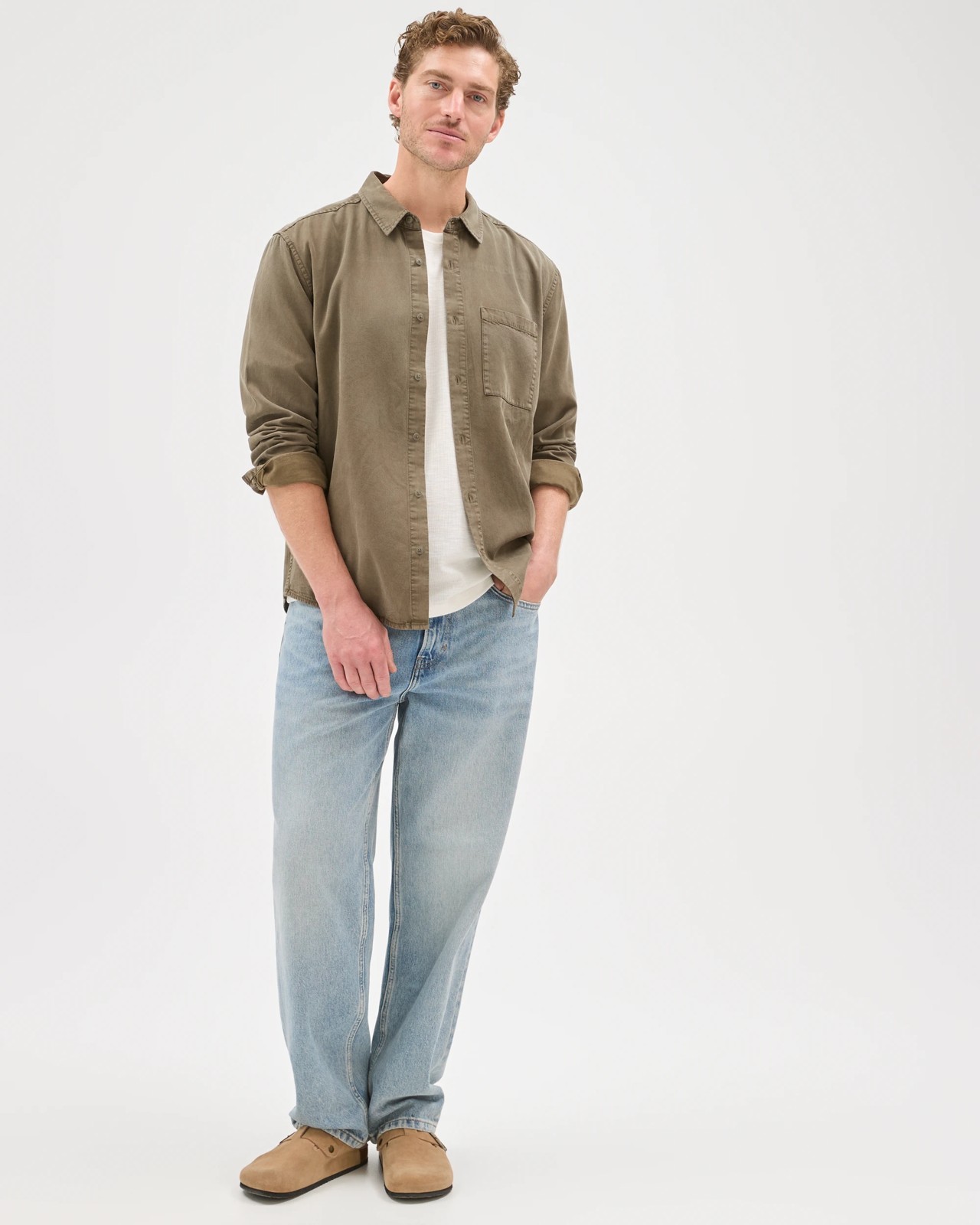 Long Sleeve Washed Shirt - Grape Leaf 2 of 6
