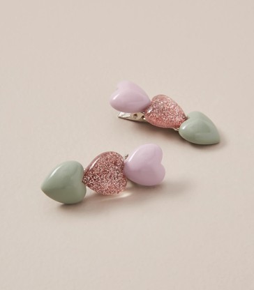 Kids 2 Pack Heart Slide Clips