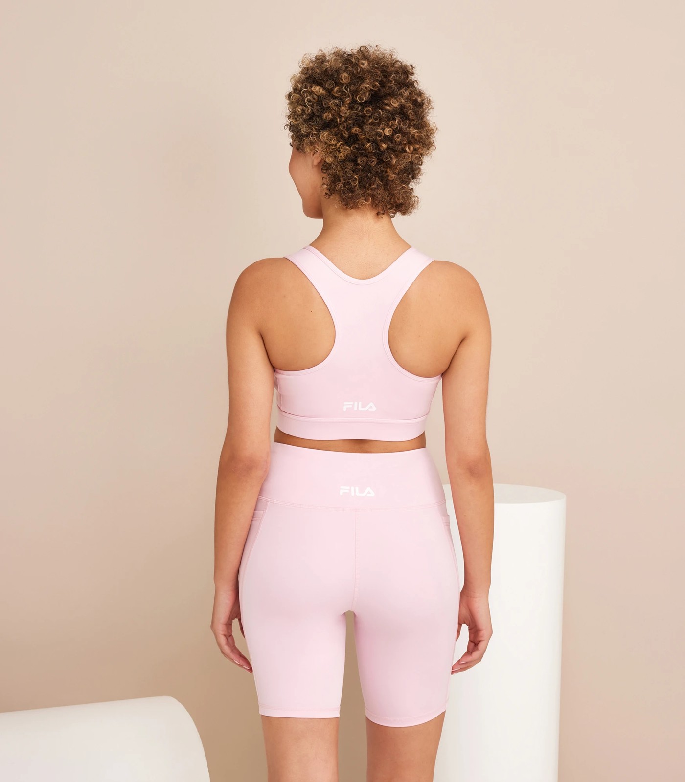 Pink fila crop clearance top