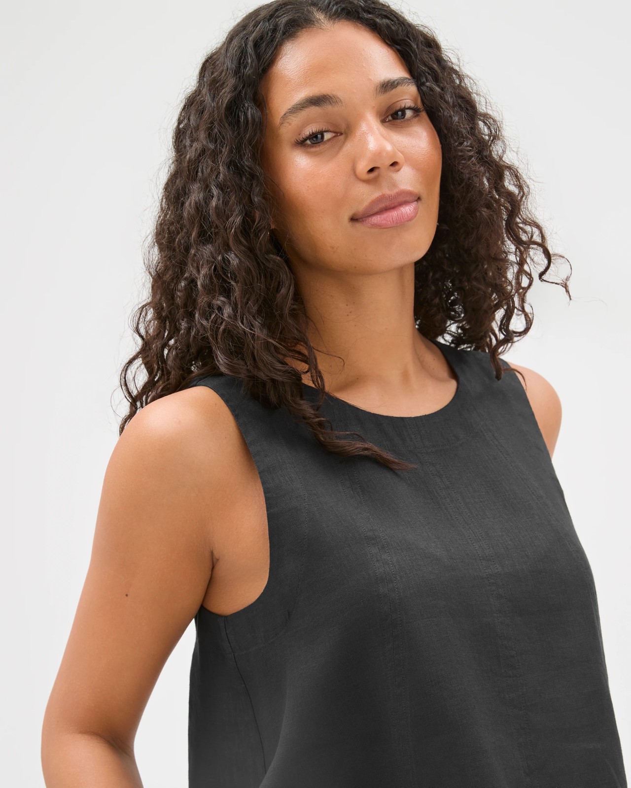 European Linen Swing Tank Top - Black 5 of 5