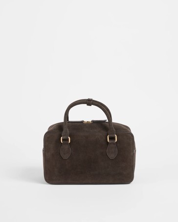 Suede Leather Medium Bowler Bag