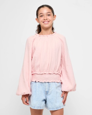 Cotton Peasant Long Sleeve Top