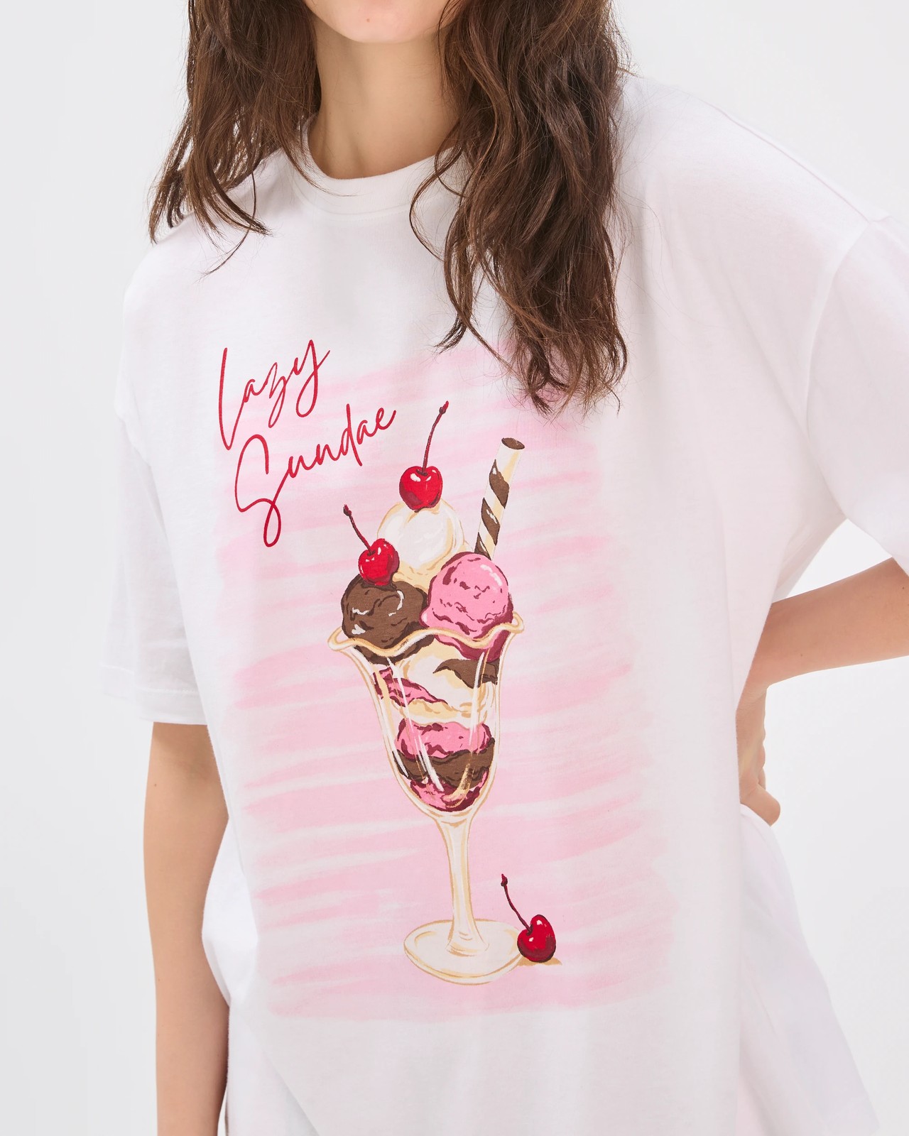Lily Loves Australian Cotton Boyfriend Jersey Sleep T-Shirt - White Ice Cream 4 of 6