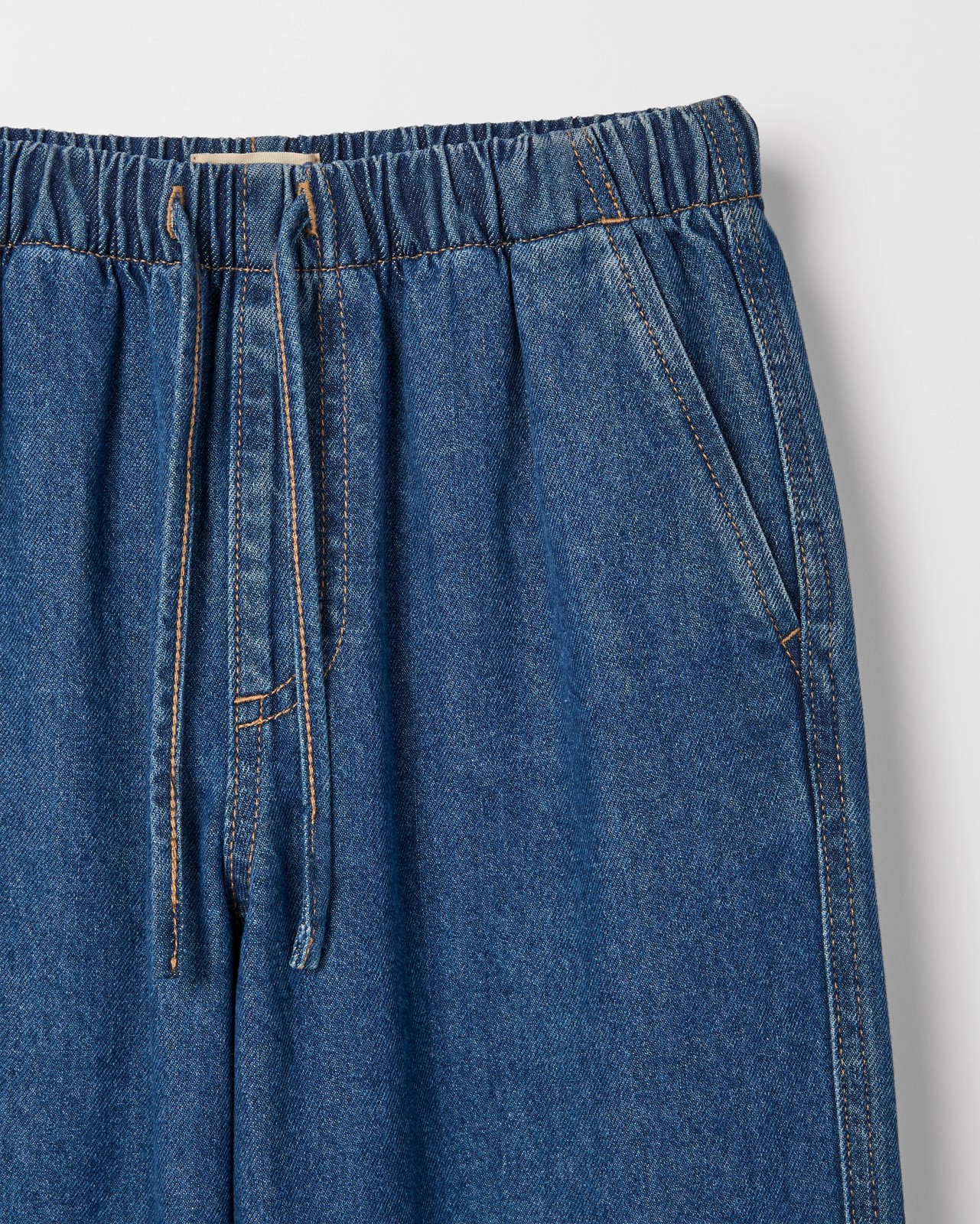 Pull On Wide Leg Denim Jeans - Mid Wash 2 of 2